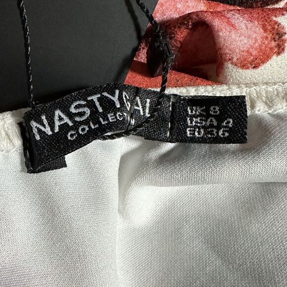 Nasty Gal Asymmetrical Frill Hem Midi Maxi Dress Size US 4 Sheath Floral NWT - Picture 9 of 10